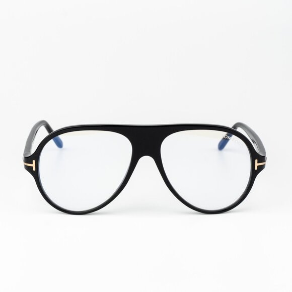 Tom Ford Women Eyeglasses Shiny Black Blue Block Pilot FT5012-B/V 001 BRAND NEW - Picture 3 of 12